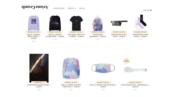 Lanza Ariana Grande Linea De Mercancía Oficial De ''Sweetener''