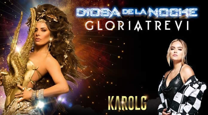 Gloria Trevi Y Karol G Llegan a Los Angeles Para Hablar De Su Gira "Diosa De La Noche"